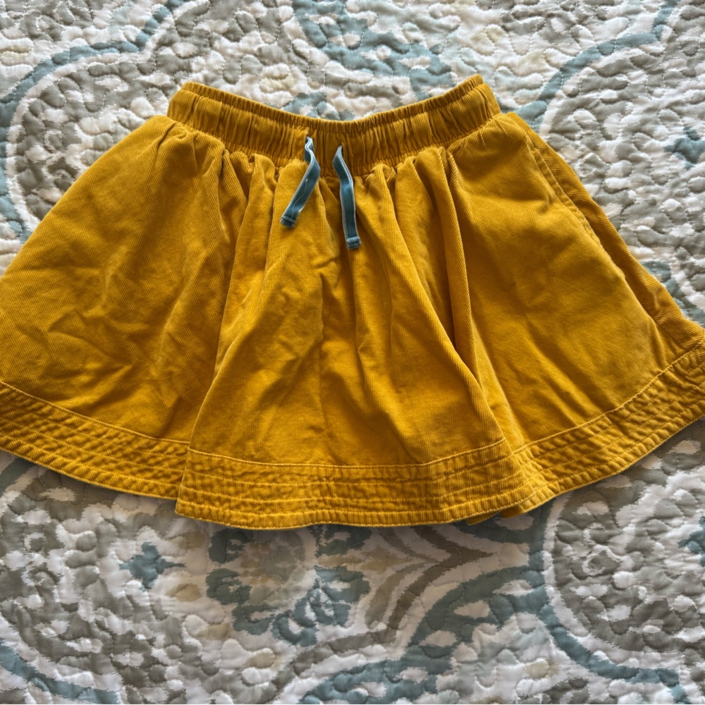Mini Boden Mustard Skater Skirt with Blue Accents